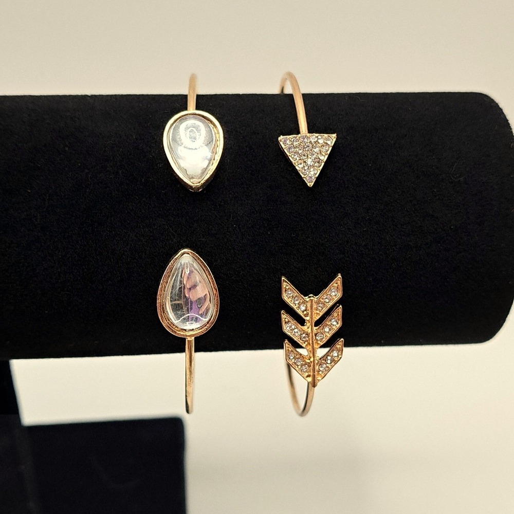 Gold‎ Bangle Bracelet Set Arrowhead Teardrop Rhinestone Stackable Boho Chic